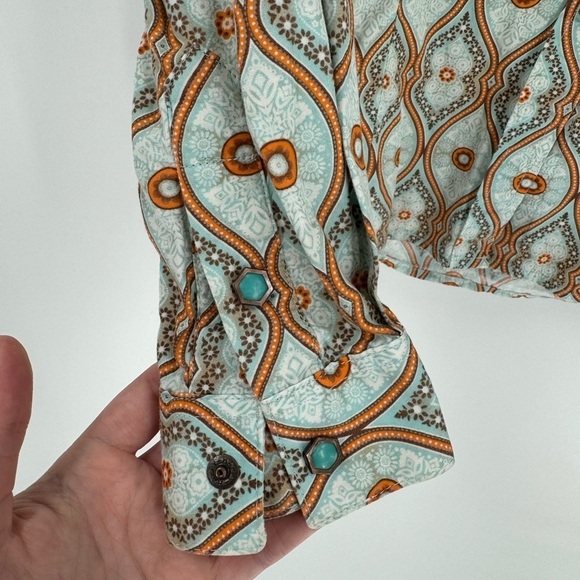 Rough Stack Panhandle Slim Retro Print Pearl Snap Button Down Shirt - Picture 5 of 10